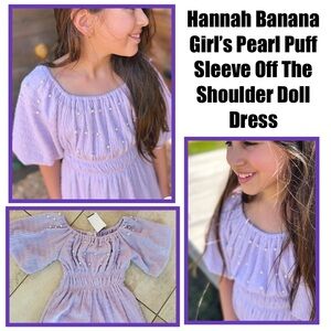 Hannah Banana Girl’s Pearl Puff Sleeve Off The Shoulder Doll Dress